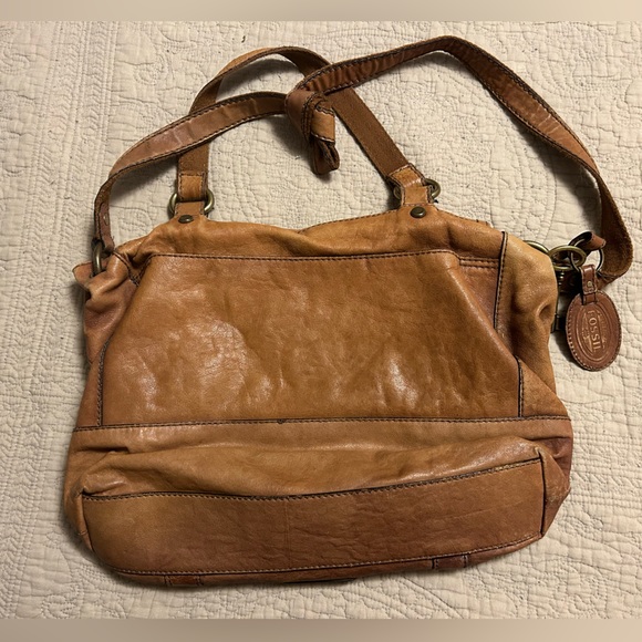 Fossil Real Brown Leather Bag Purse - Picture 2 of 3